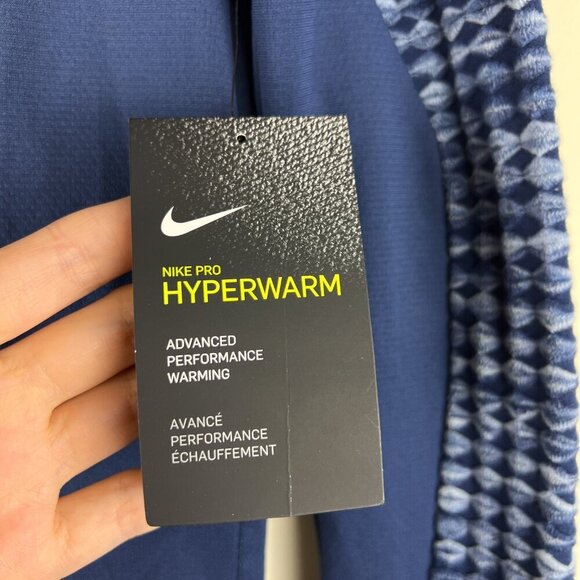 NWT Nike Pro HyperWarm Navy Brushed Long Sleeve Turtleneck Top - Picture 4 of 8